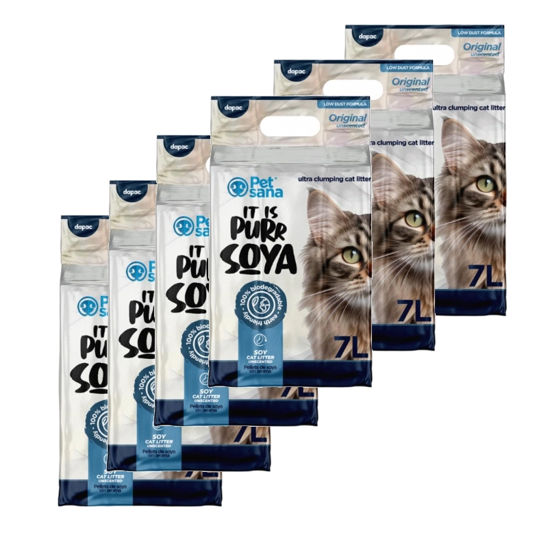Pack - PetSana PURR SOYA - arena de soja bio - Natural- 6x7L